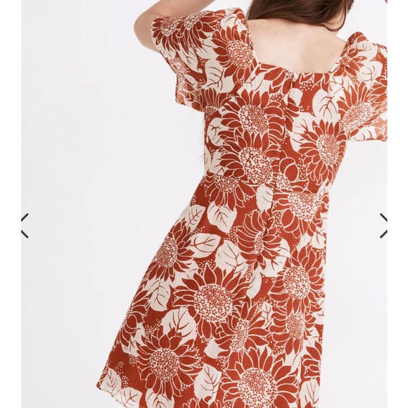 Madewell Silk Tie-front Mini Dress in Sunflower Season - Picture 4 of 8